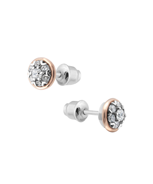 Sidabriniai auskarai dengti auksu su cirkoniais