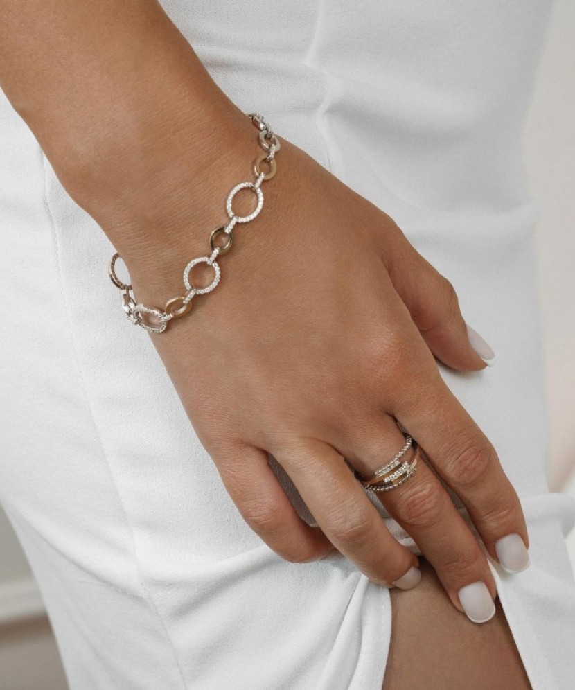 Sidabrinė apyrankė dengta auksu su cirkoniais