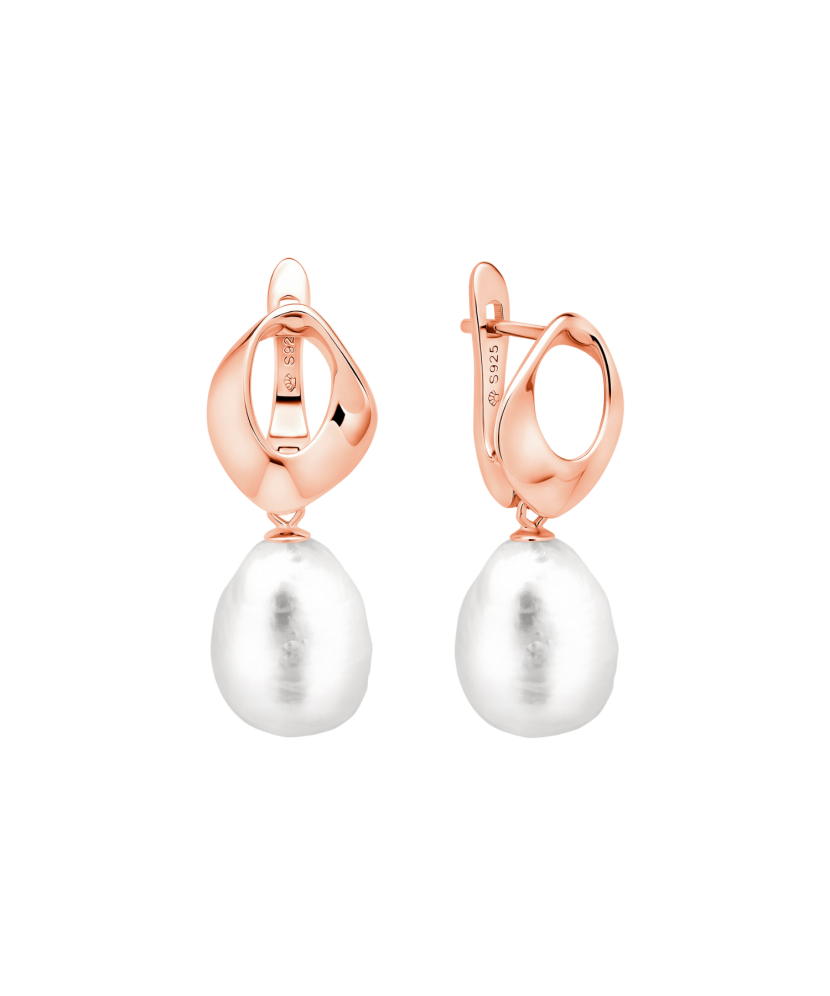 Paauksuoti Sidabriniai auskarai su perlais