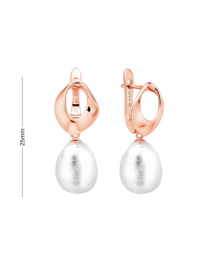 Paauksuoti Sidabriniai auskarai su perlais