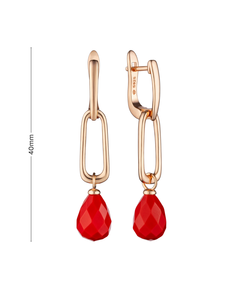 Paauksuoti Sidabriniai auskarai su koralais