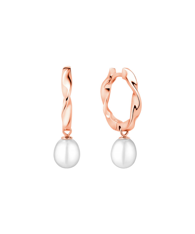 Paauksuoti Sidabriniai auskarai su perlais