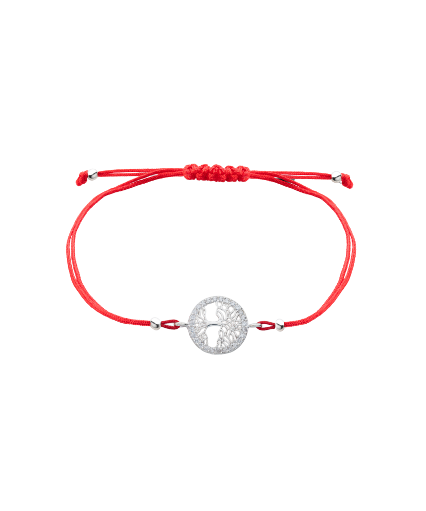 Raudono Siūlo Apyrankė Su Sidabriniu Pakabuku "Gyvybės medis"  - Go...