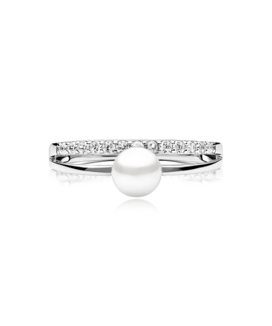 Sidabrinis žiedas su perlais ir cirkoniais  - Goldinga
