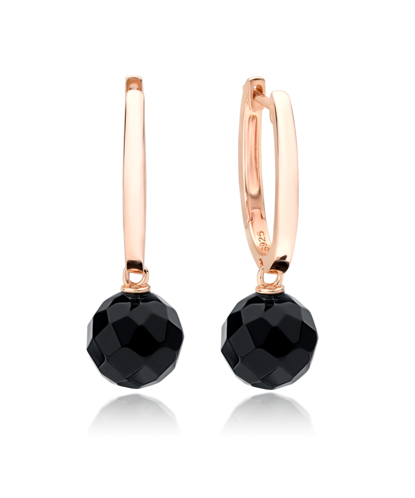 Paauksuoti Sidabriniai auskarai su oniksais  - Goldinga