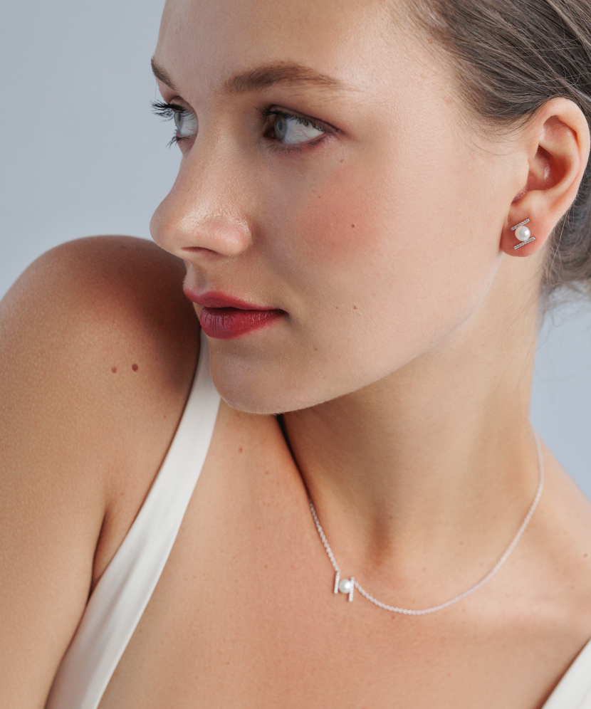 Sidabriniai auskarai su perlais ir cirkoniais