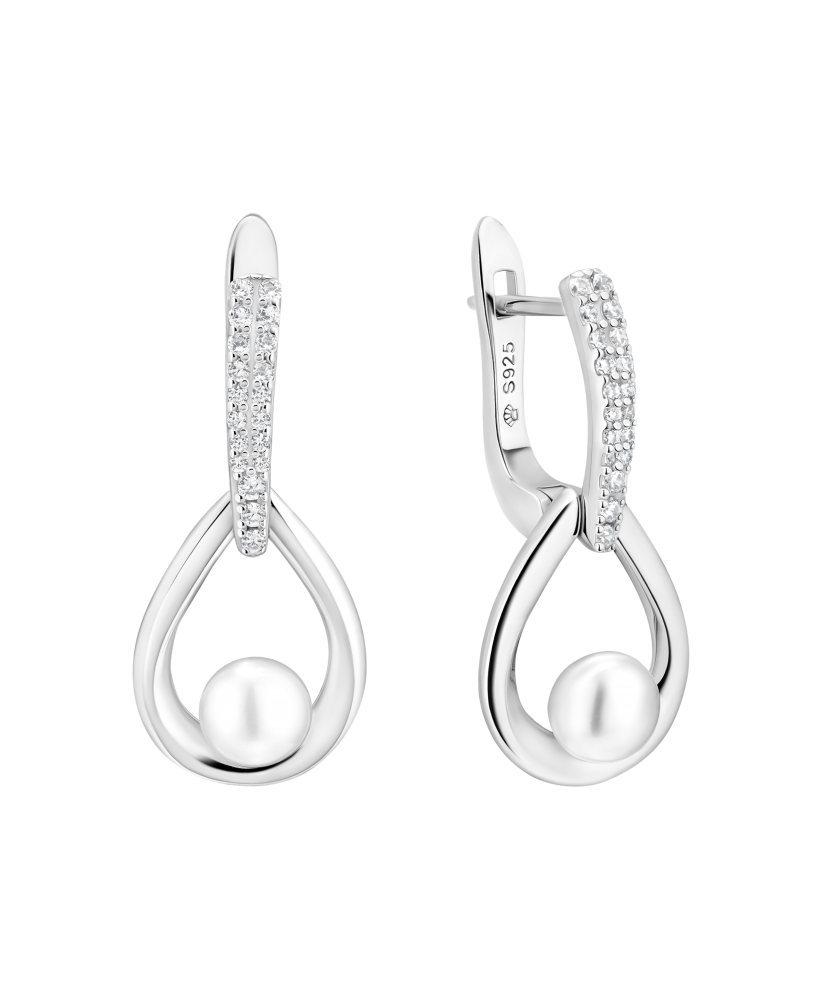 Sidabriniai auskarai su perlais ir cirkoniais