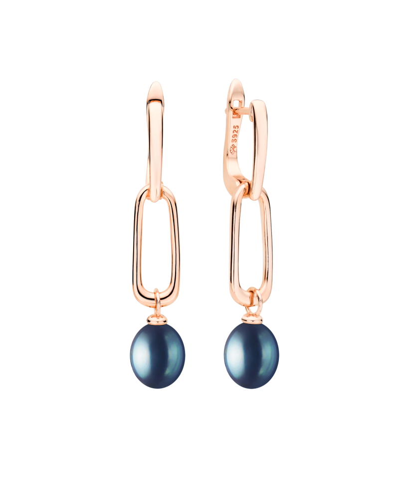 Sidabriniai auskarai dengti auksu su perlu