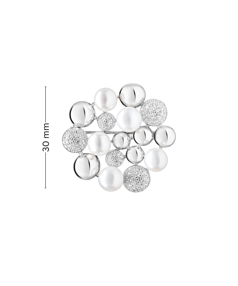 Sidabrinė sagė su perlais ir cirkoniais