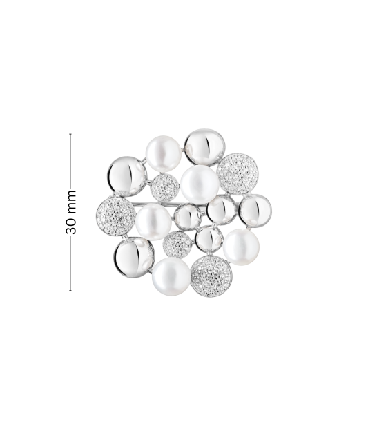 Sidabrinė sagė su perlais ir cirkoniais