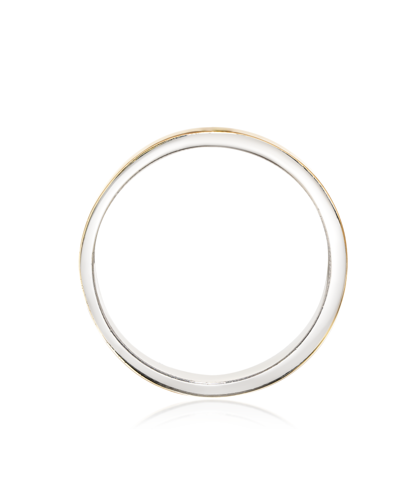 Vestuvinis sidabrinis žiedas su aukso plokštele