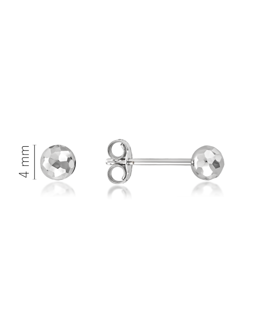 Balto aukso auskarai "Burbuliukai" 4mm