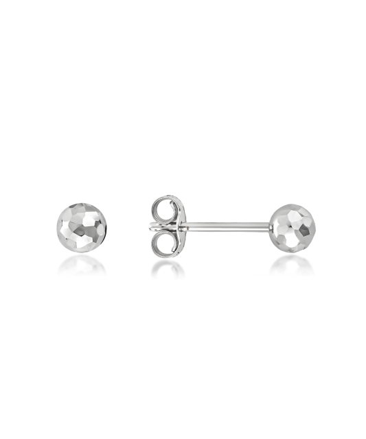 Balto aukso auskarai "Burbuliukai" 4mm
