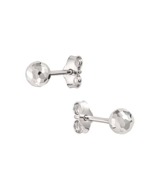 Balto aukso auskarai "Burbuliukai" 4mm