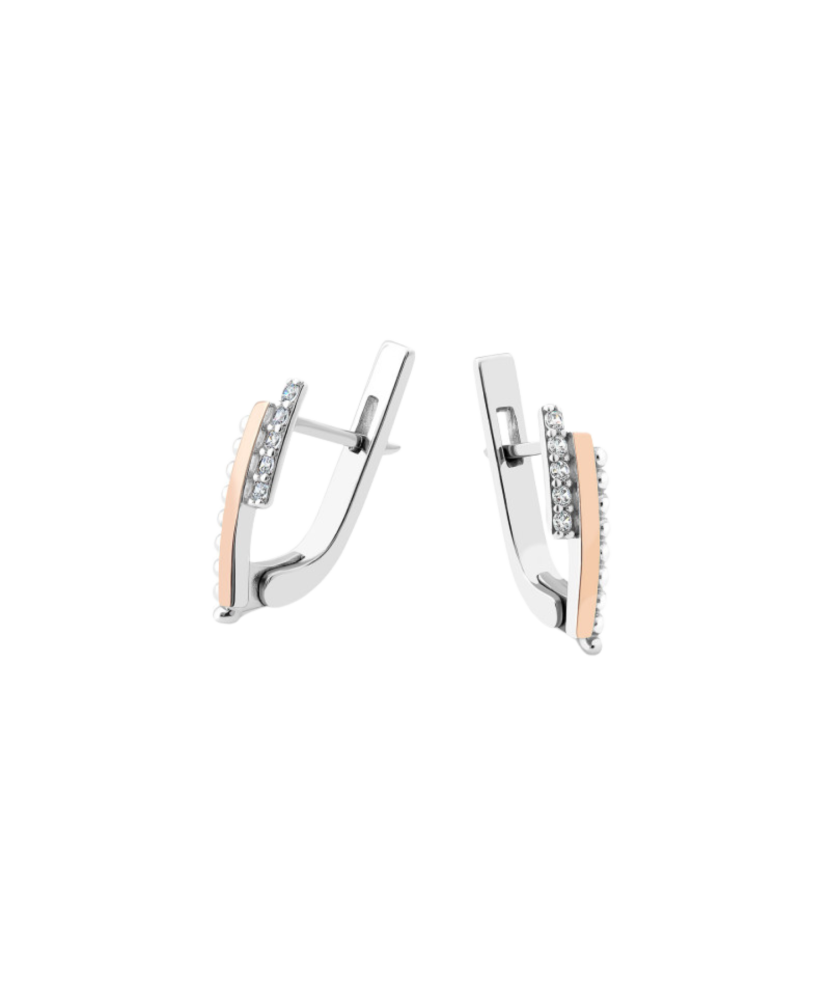 Sidabriniai auskarai dengti auksu su cirkoniais