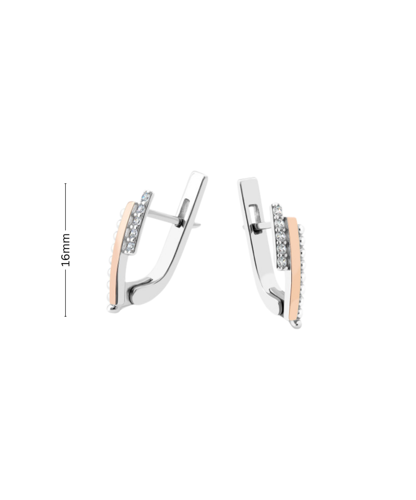 Sidabriniai auskarai dengti auksu su cirkoniais