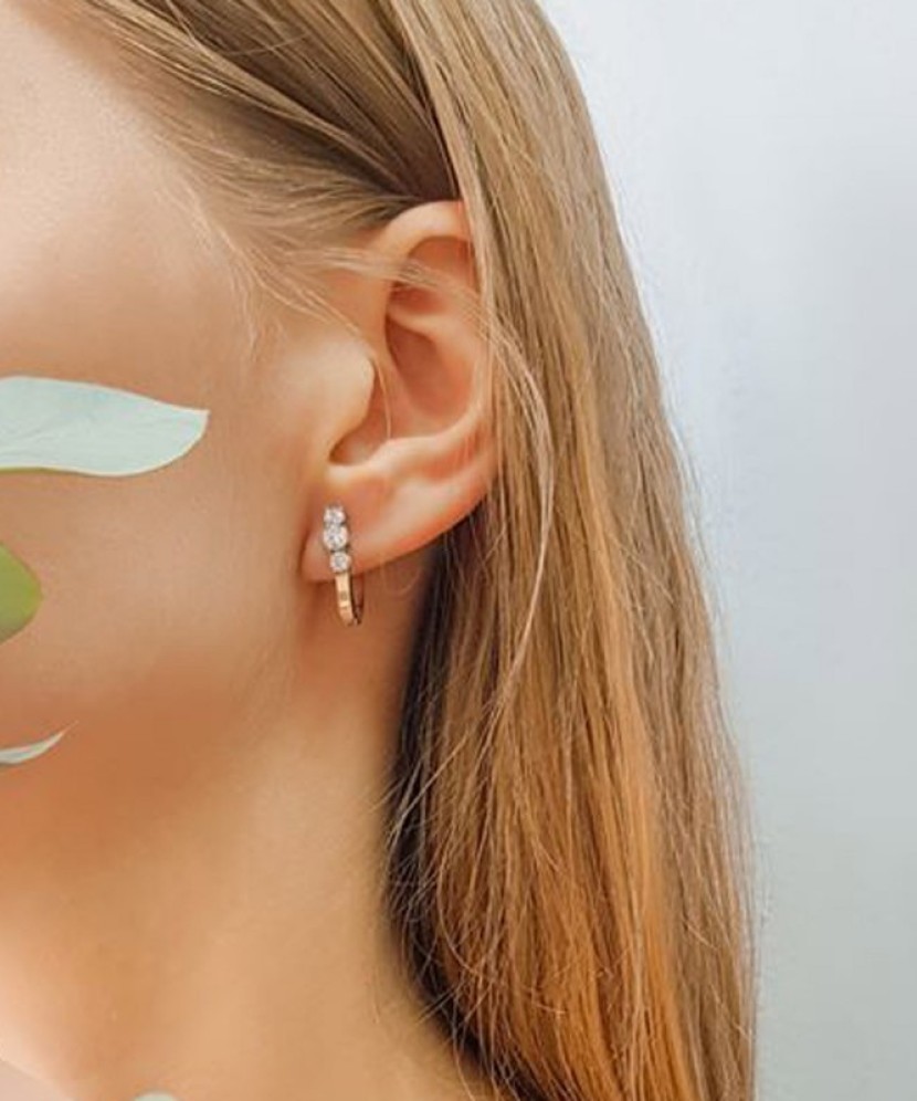 Sidabriniai auskarai dengti auksu su cirkoniais