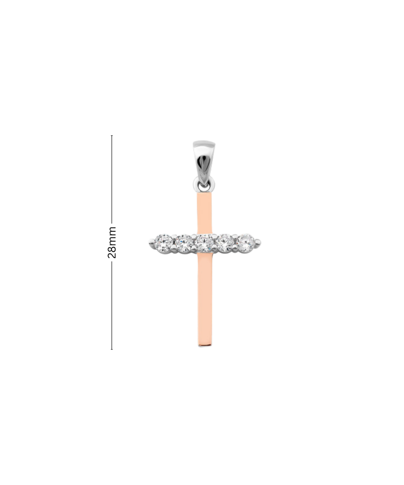Sidabrinis pakabukas dengtas auksu su cirkoniais "Kryželis"