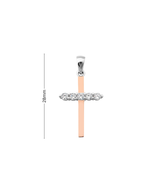 Sidabrinis pakabukas dengtas auksu su cirkoniais "Kryželis"