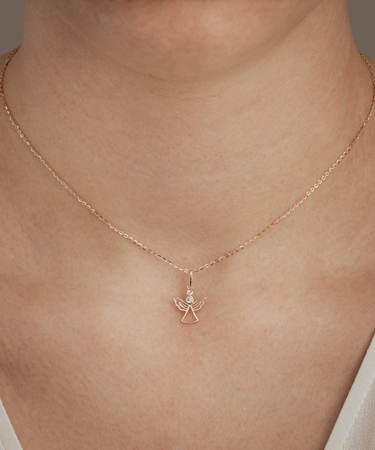 Auksinis pakabukas su cirkoniu "Angelas"