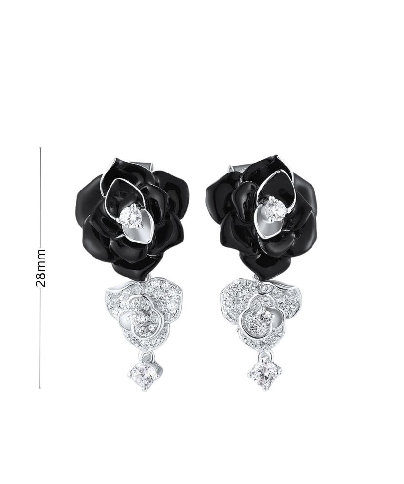 Sidabriniai auskarai su emale ir cirkoniais  - Goldinga