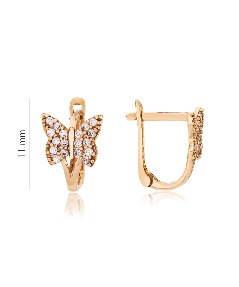 Auksiniai auskarai su cirkoniais "Drugelis"