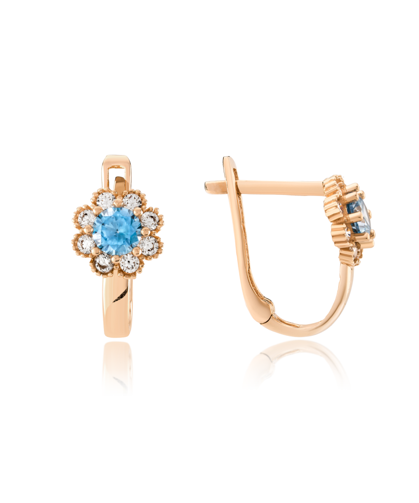 Auksiniai auskarai su cirkoniais "Gėlytė"