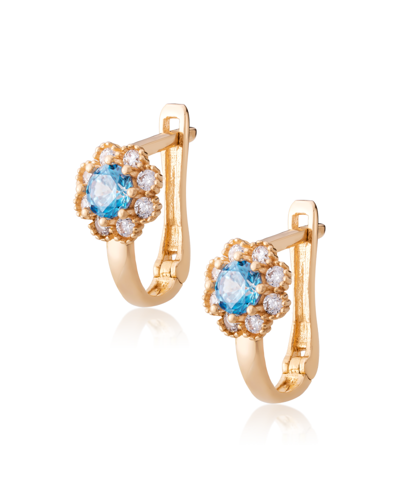 Auksiniai auskarai su cirkoniais "Gėlytė"