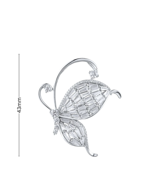 Sidabrinė sagė su cirkoniais "Drugelis"