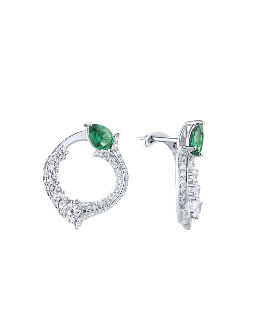 Sidabriniai auskarai su cirkoniais ir špineliais