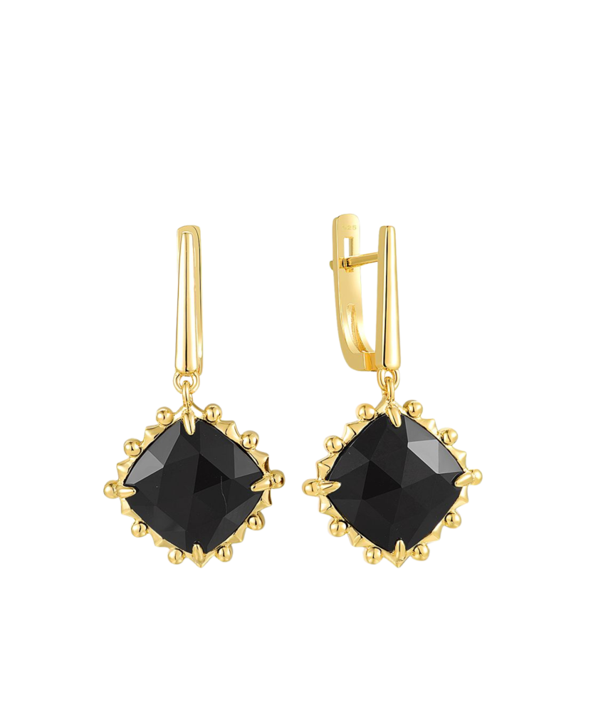 Paauksuoti sidabriniai auskarai su agatu