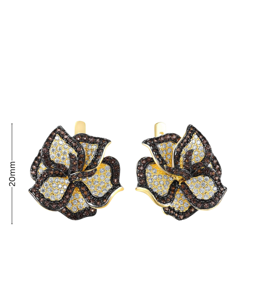 Paauksuoti sidabriniai auskarai su cirkoniais ir špineliais