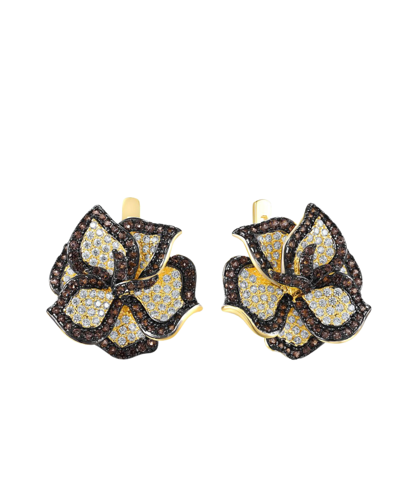 Paauksuoti sidabriniai auskarai su cirkoniais ir špineliais