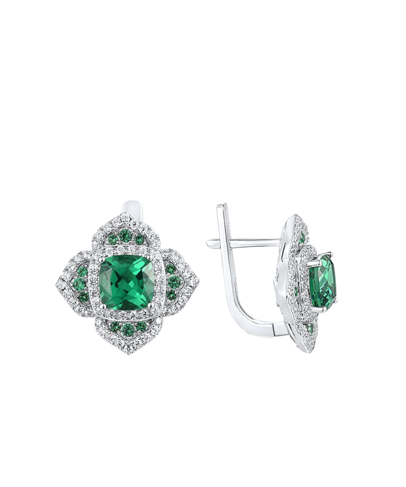 Sidabriniai auskarai su cirkoniais ir špineliais