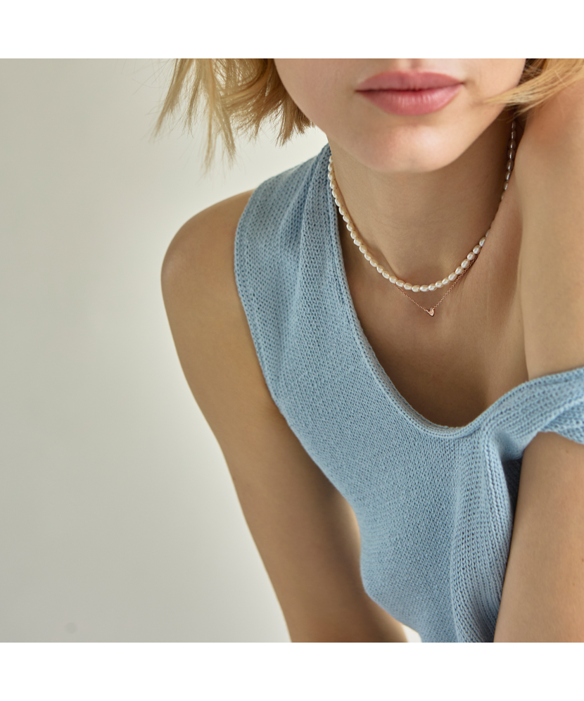 Paauksuota Sidabrinė grandinėlė su pakabuku "Širdelė"