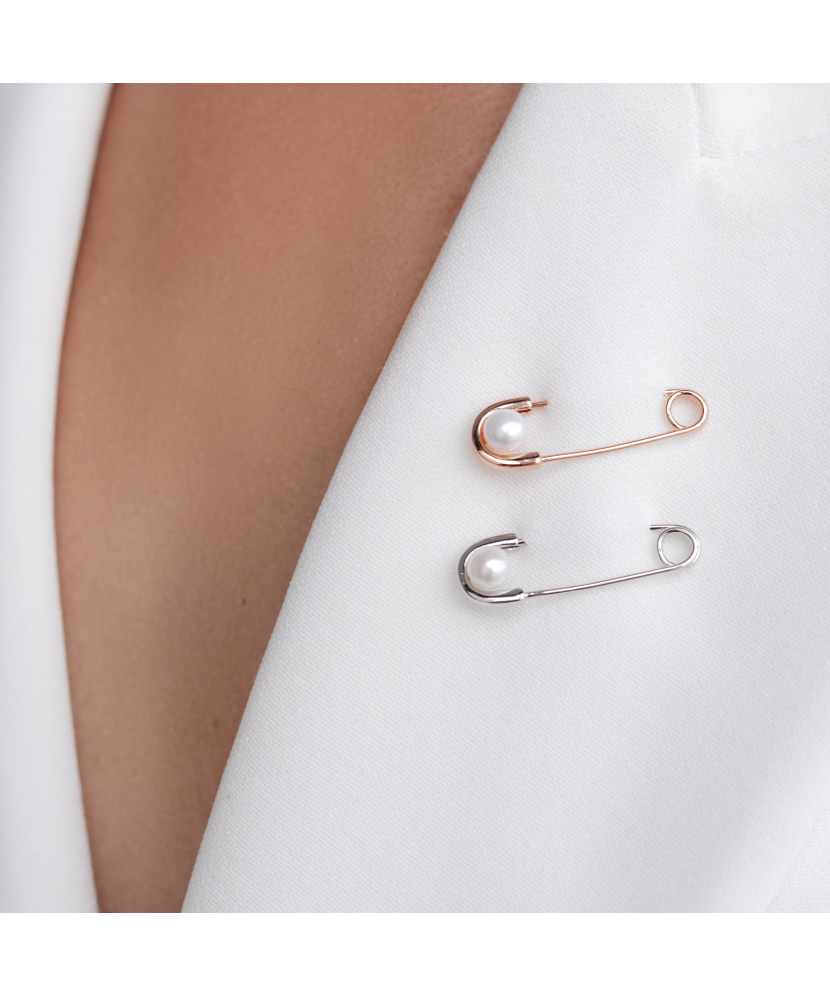 Paauksuota Sidabrinė sagė su perlu