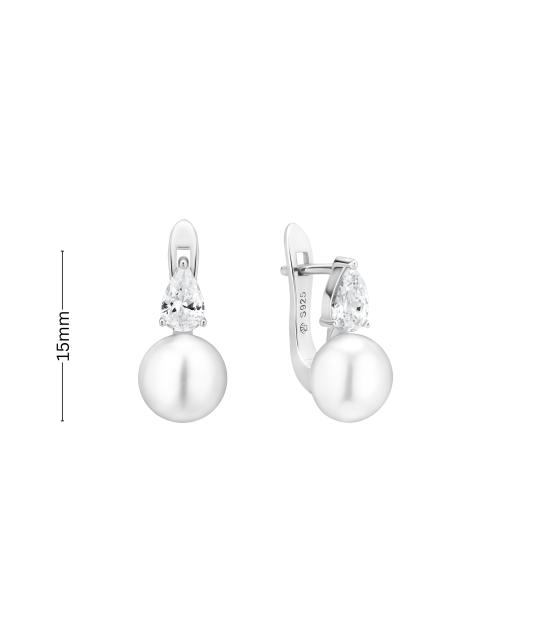 Sidabriniai auskarai su perlais ir cirkoniais