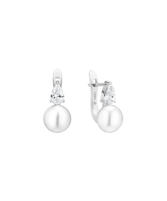 Sidabriniai auskarai su perlais ir cirkoniais