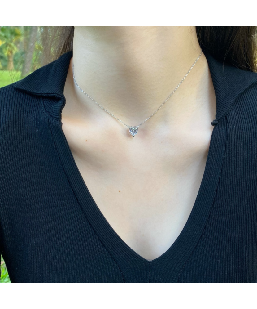 Sidabrinė grandinėlė su cirkonio pakabuku "Širdelė"