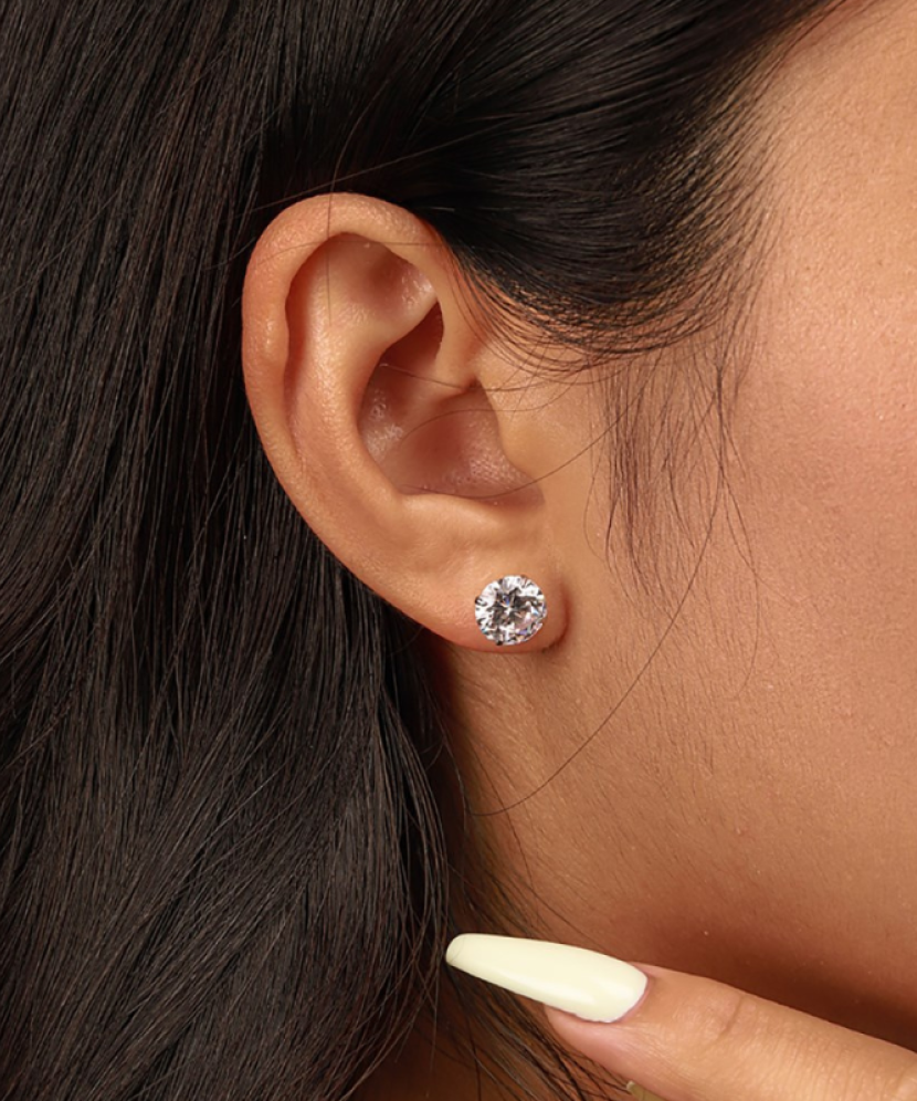 Sidabriniai auskarai su cirkoniais 8mm