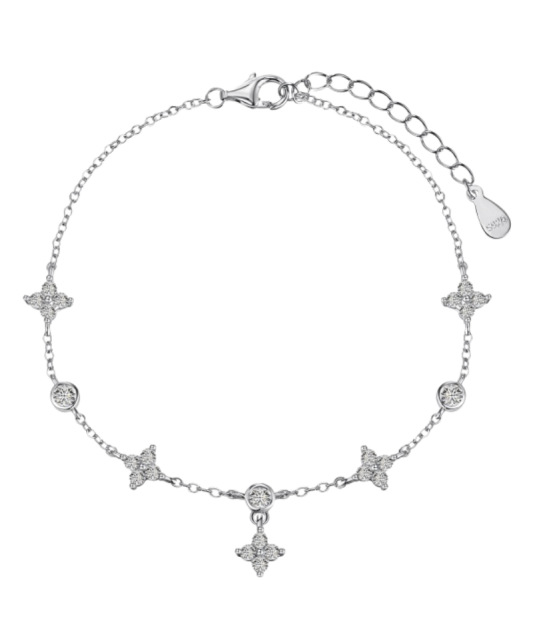 Sidabrinė grandinėlė ant kojos su cirkoniais