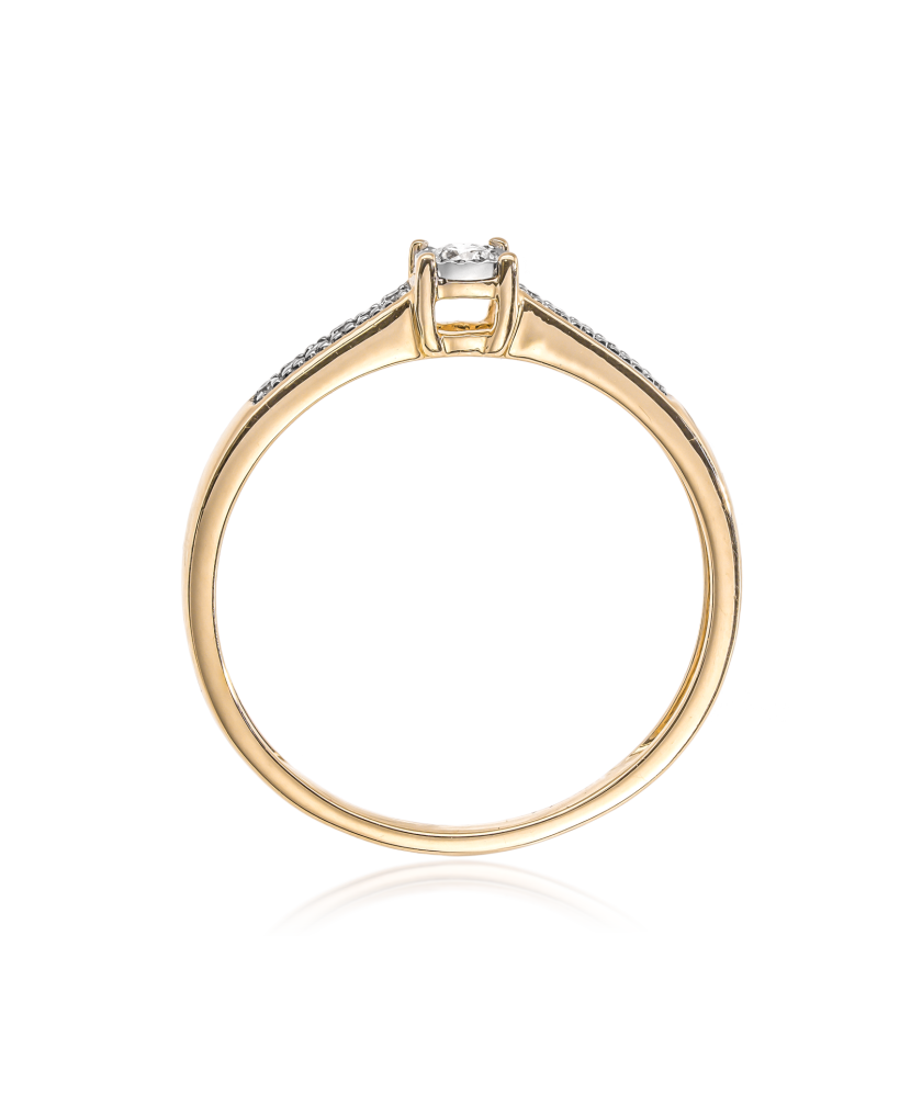 Geltono aukso žiedas su deimantais  - Goldinga