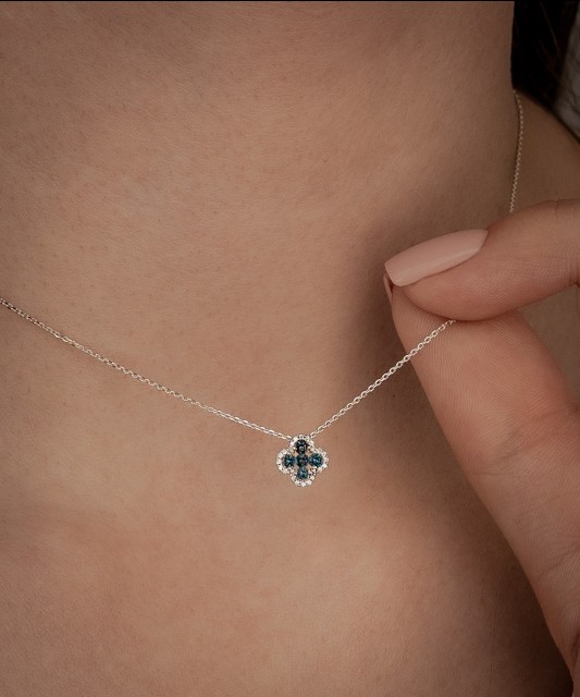 Balto aukso Grandinėlė Su London topazais ir deimantais