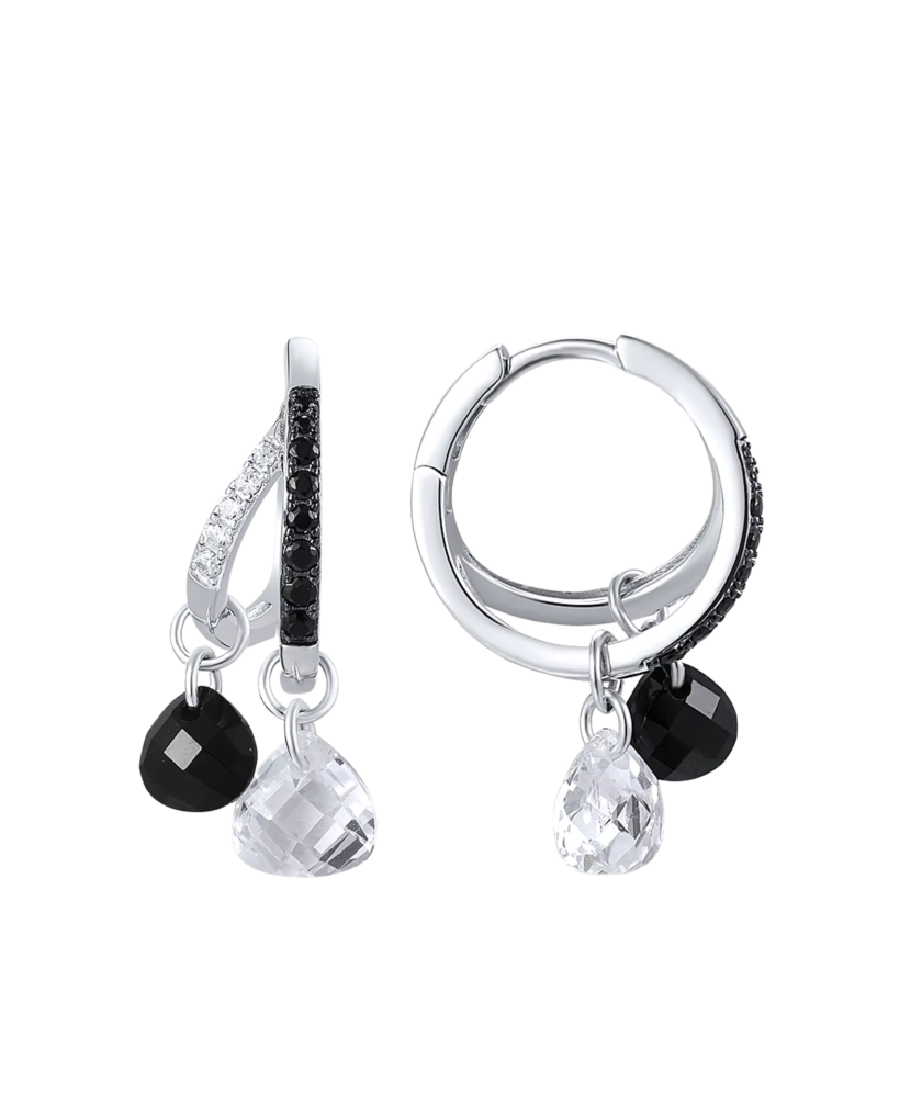 Sidabriniai auskarai su špineliais ir cirkoniais