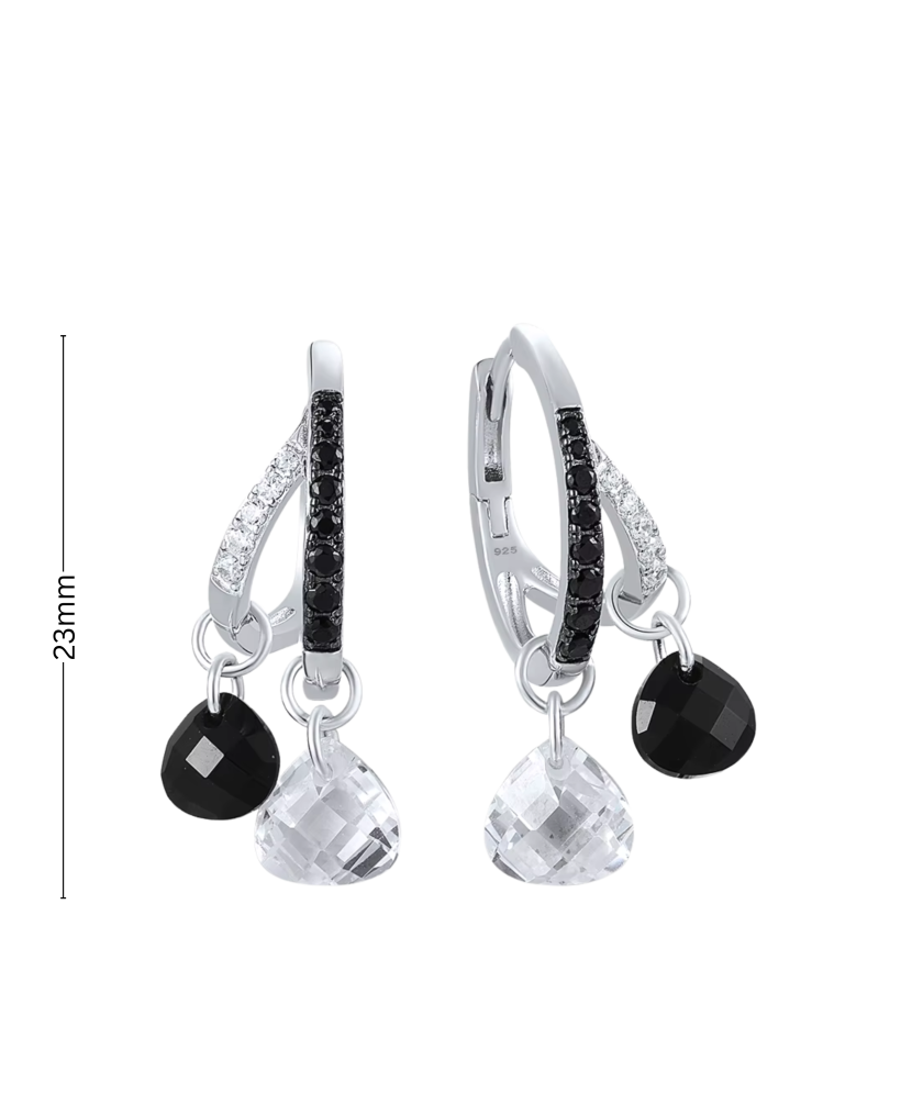 Sidabriniai auskarai su špineliais ir cirkoniais