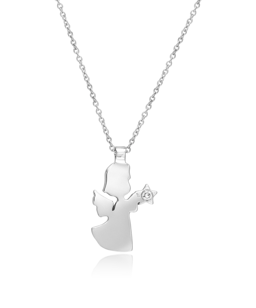 Balto aukso Grandinėlė Su deimantiniu Pakabuku "Angelas"