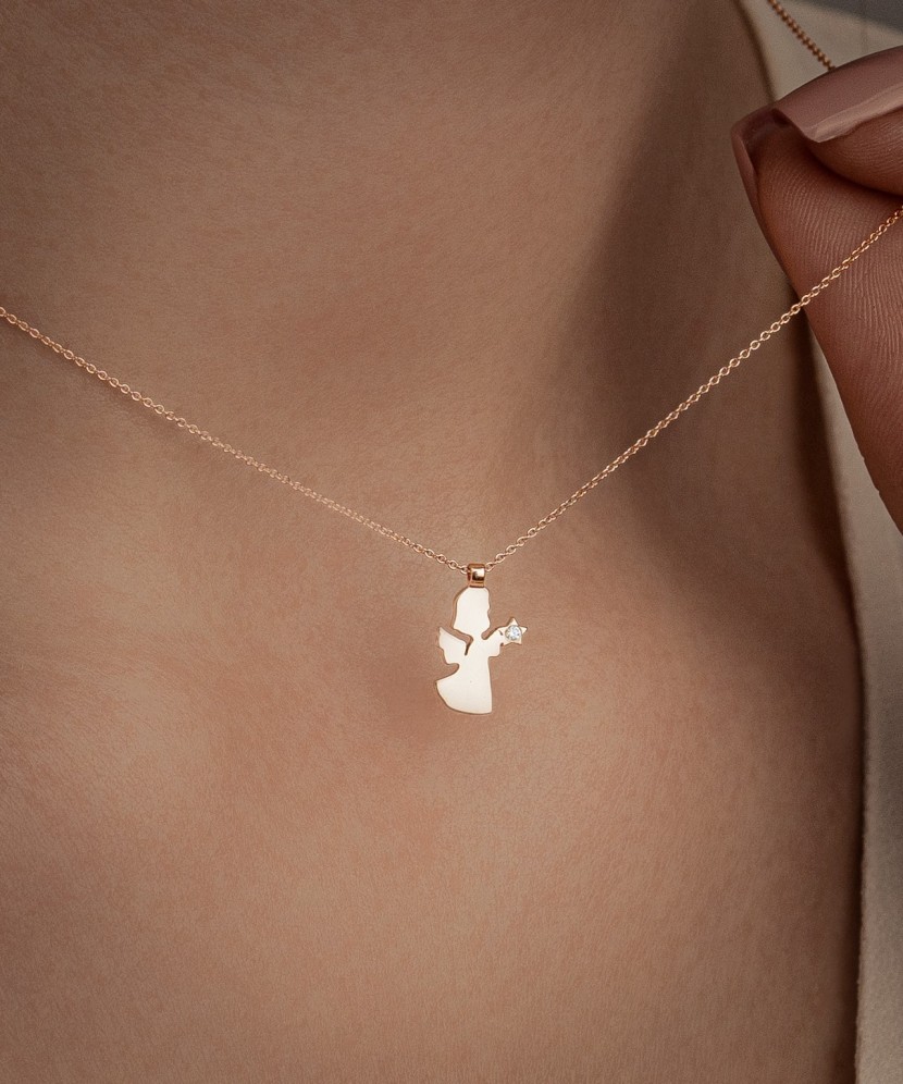 Auksinė Grandinėlė Su deimantiniu Pakabuku "Angelas"