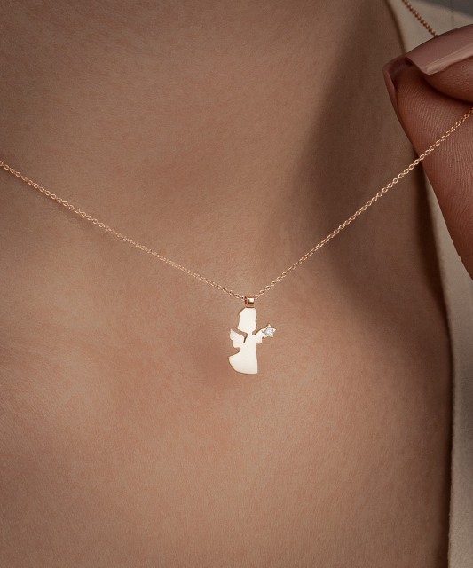 Auksinė Grandinėlė Su deimantiniu Pakabuku "Angelas"