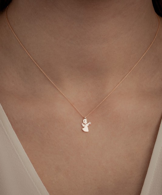 Auksinė Grandinėlė Su deimantiniu Pakabuku "Angelas"