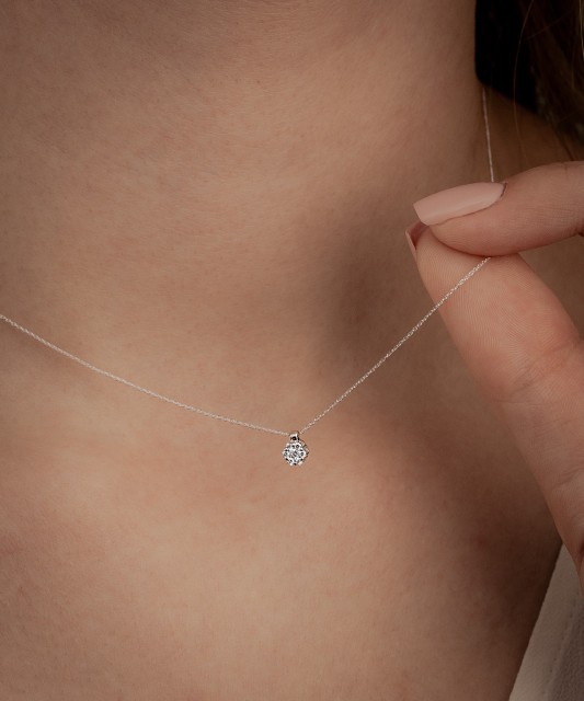 Balto aukso Grandinėlė Su deimantiniu Pakabuku